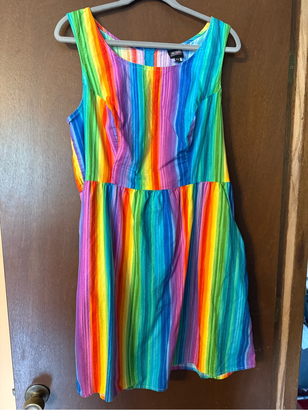Retrolicious EUC Multicolor Rainbow Dress XL with pockets!